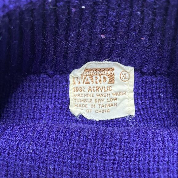 Vintage MONTGOMERY WARD Patriotic Winter Snowflake Fair Isle Sweater XL Mens - Picture 3 of 7